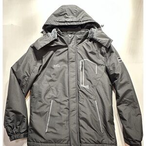 Pooluly Ski Jacket Men's Small Black Hood Fur Lined Waterproof‎ Breathable Nice!